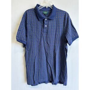 Vintage J.Crew Polo Shirt Mens Size Large Tall Blue Paisley Print